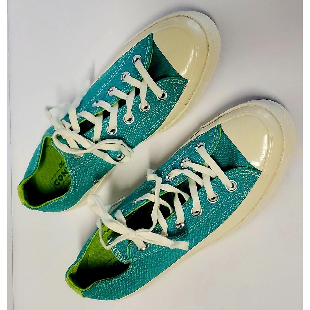 Converse Chuck Taylor Sneakers 7 Neon Nights NWOT Turquoise/Lime Low Shaft 2021 - Picture 7 of 16